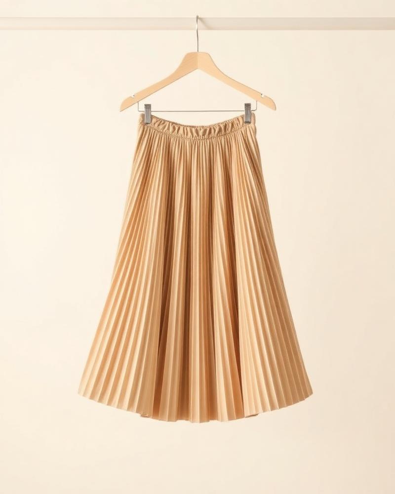 Saia Plissada Champagne — Saias — tamanho 38 · Curadoria Reviva Shop